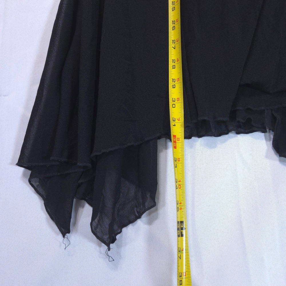 VTG Hazel Boho Mesh Maxi Skirt S Y2K Fairy Grunge Asymmetrical Coin Tassel Black - Picture 11 of 12